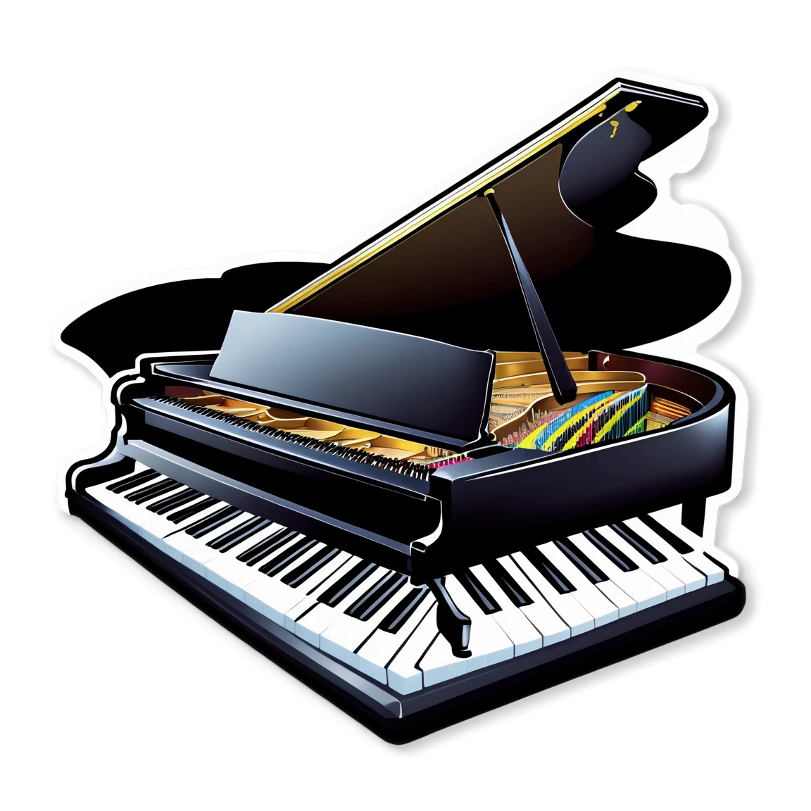 Piano key stickers on a grand piano