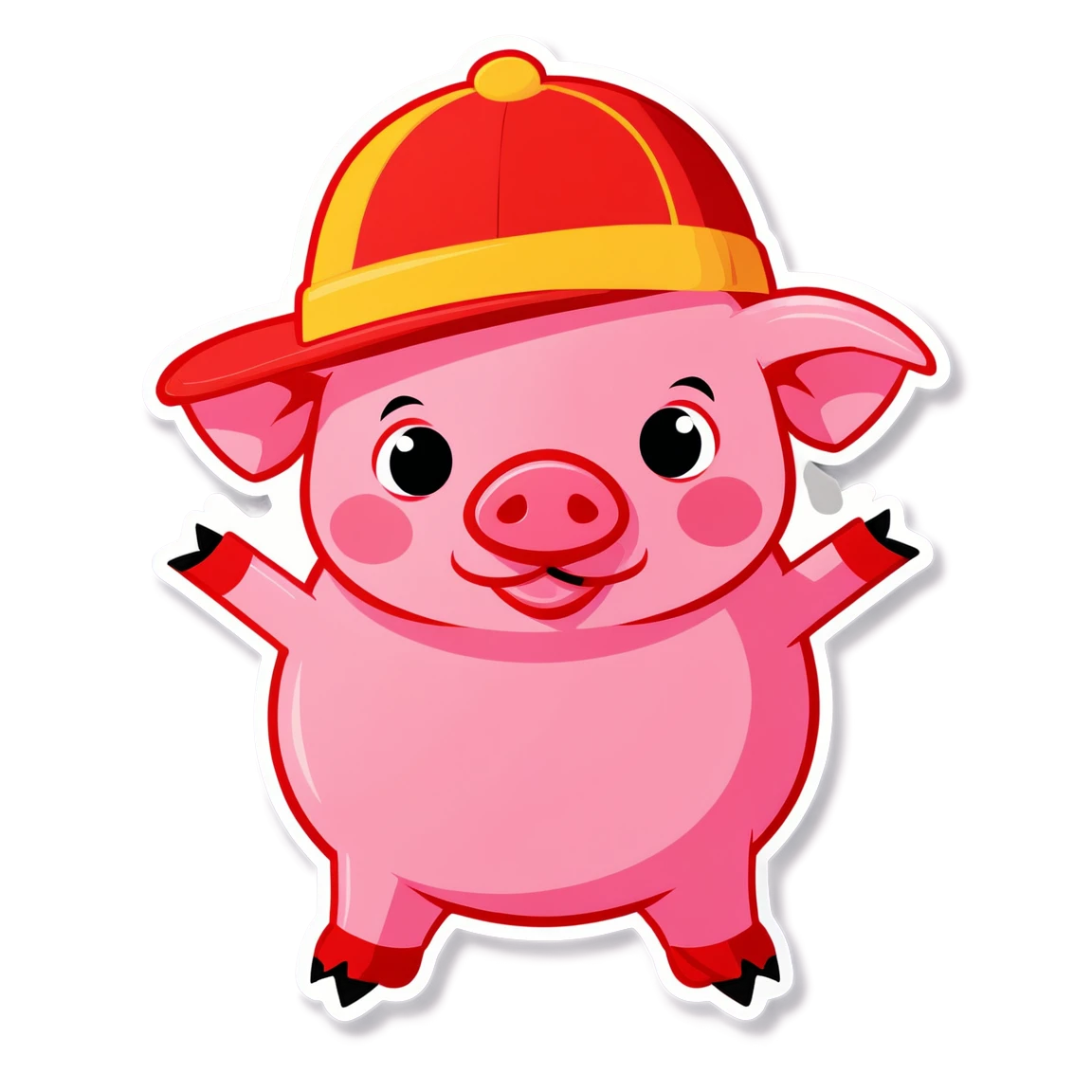 Pig Sticker with hat