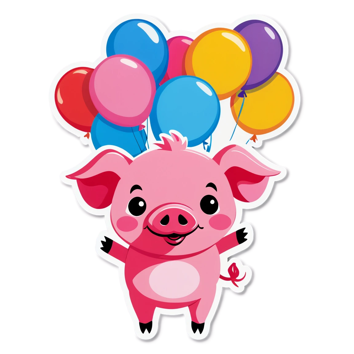 Pig Sticker with balloons