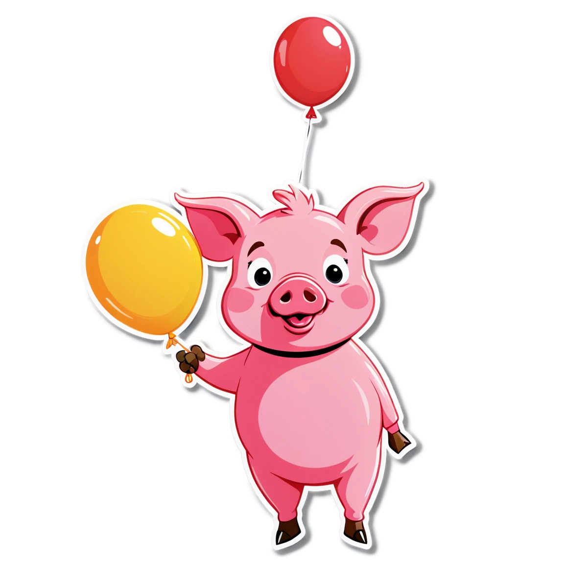 Pig Sticker holding balloon