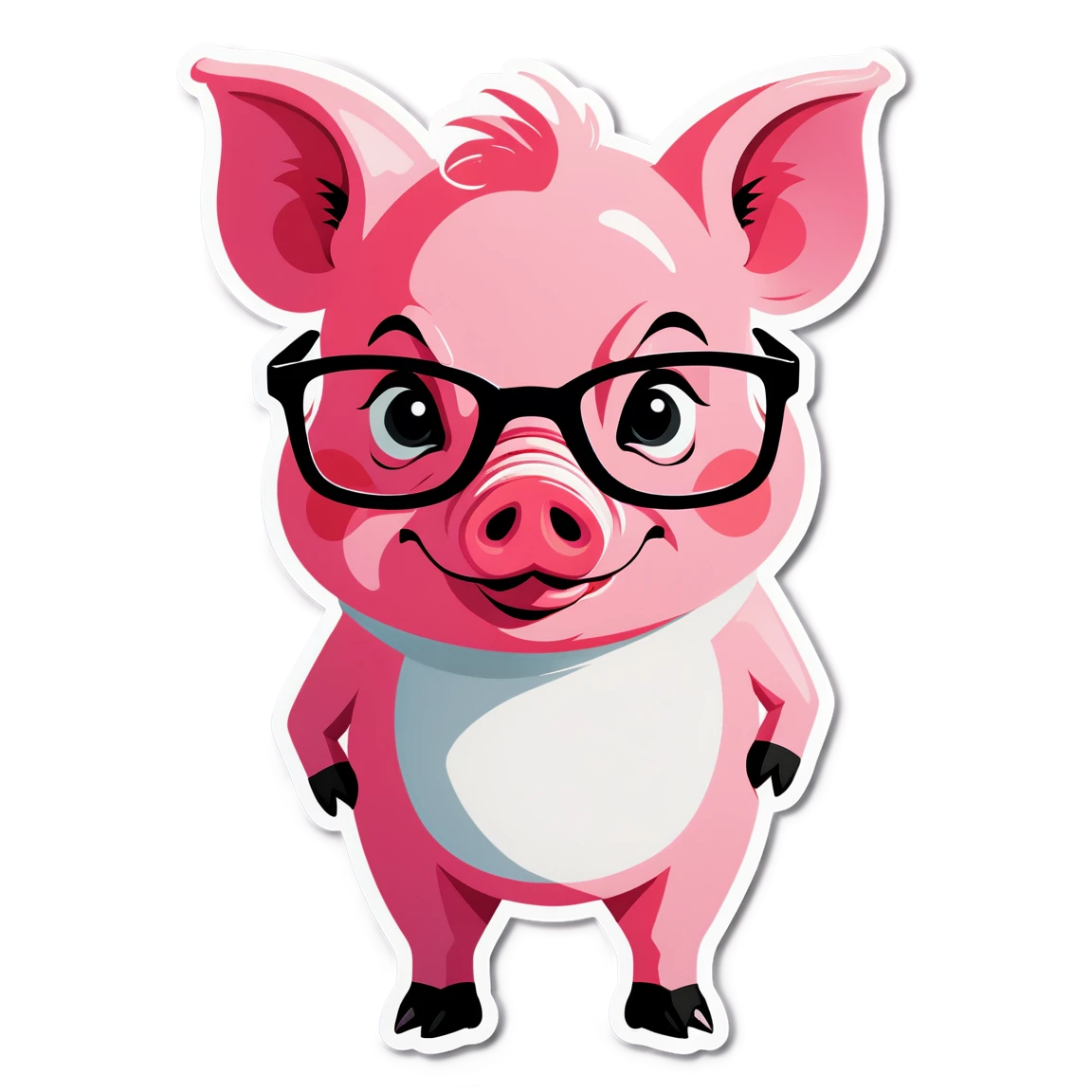 Pig Sticker wearing glasses