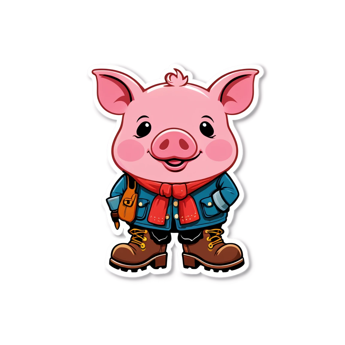 Pig Sticker wearing boots