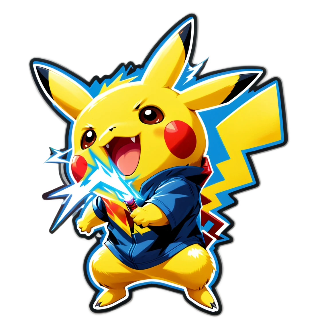 Pikachu with electric bolt sticker