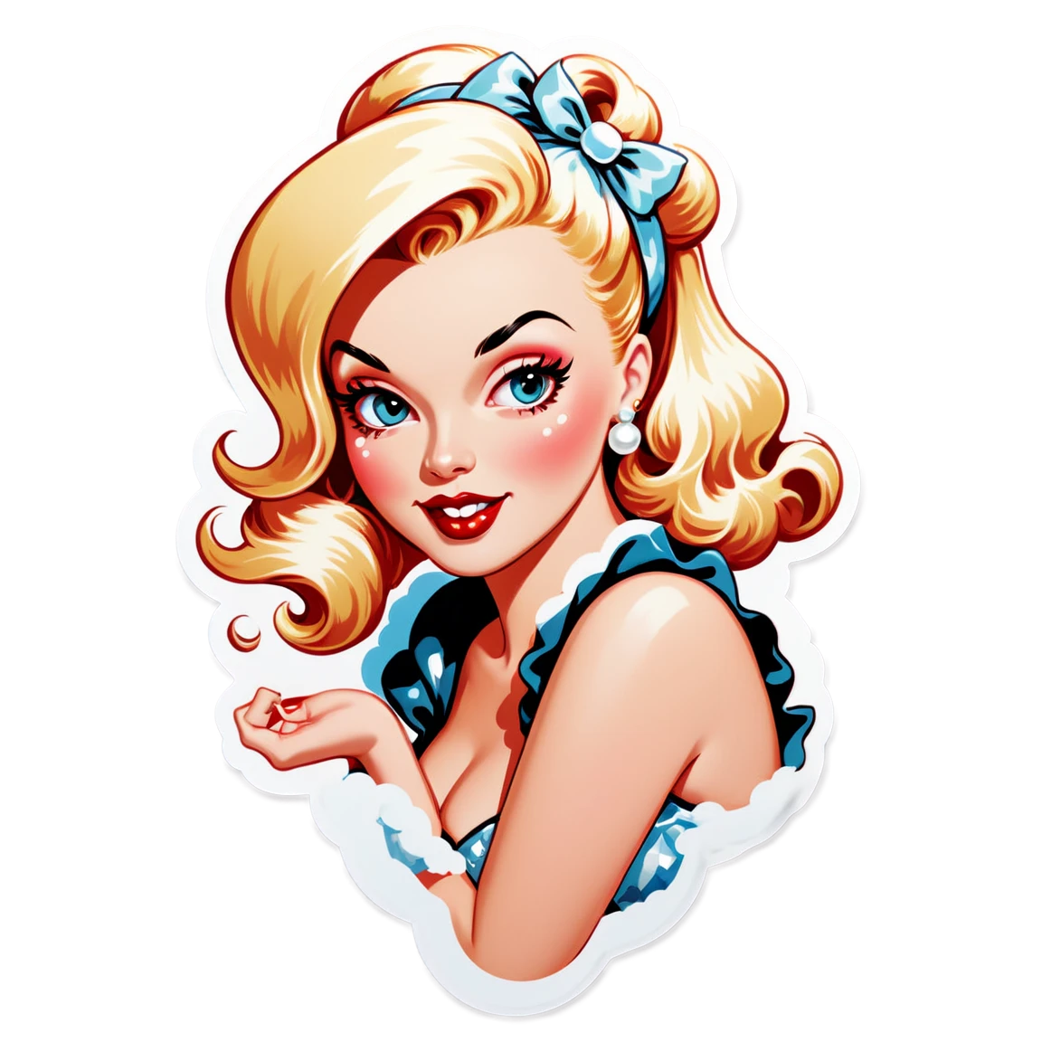 Pinup girl with pearls, elegant sticker