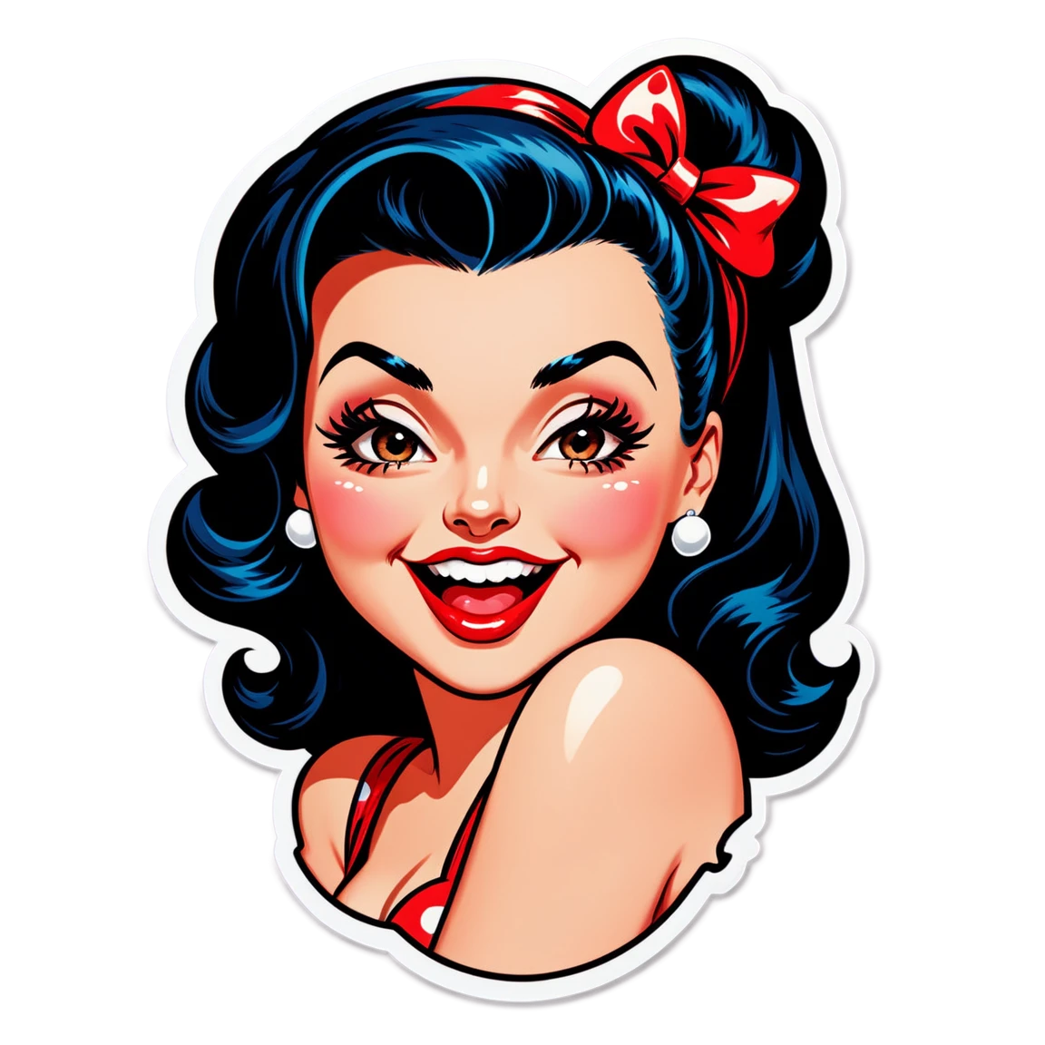 Pinup girl winking, flirty pinup sticker