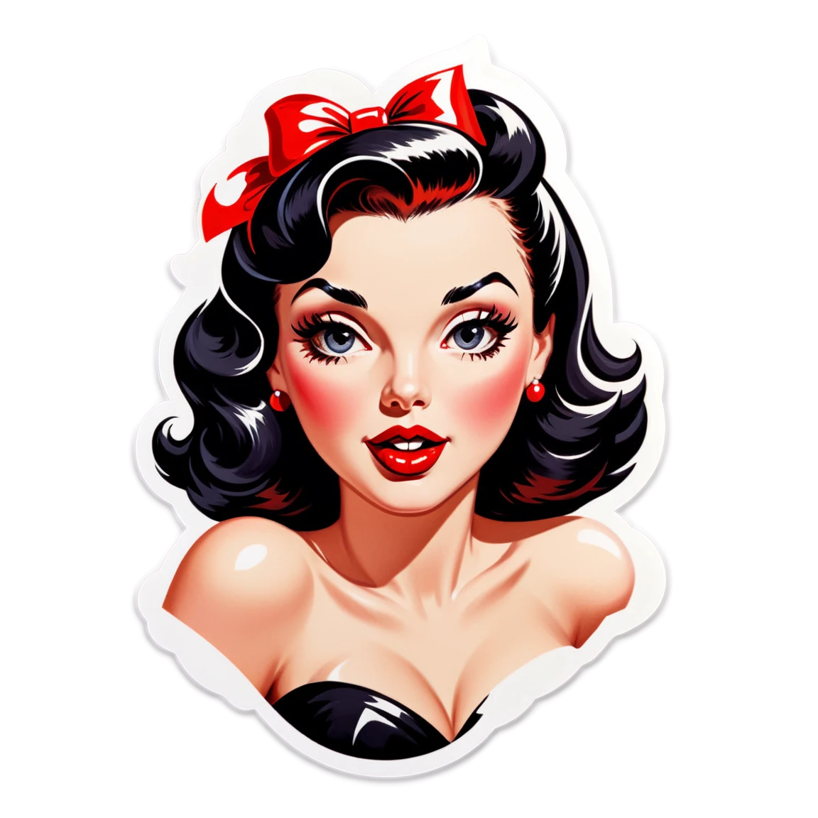 Pinup girl with red lipstick, glamorous sticker