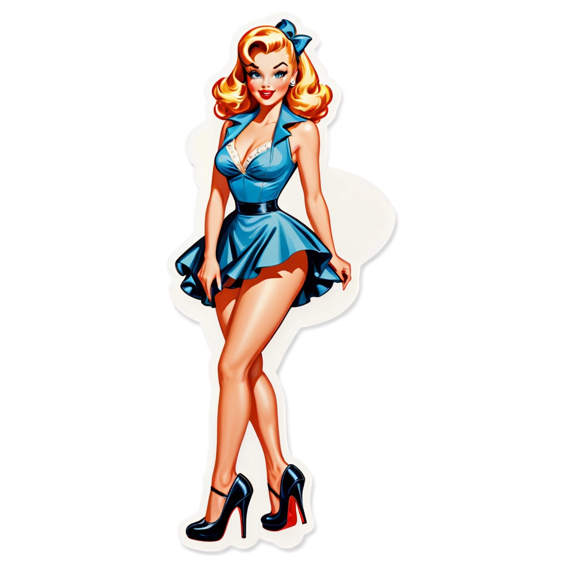 Pinup girl with high heels, fashionable sticker