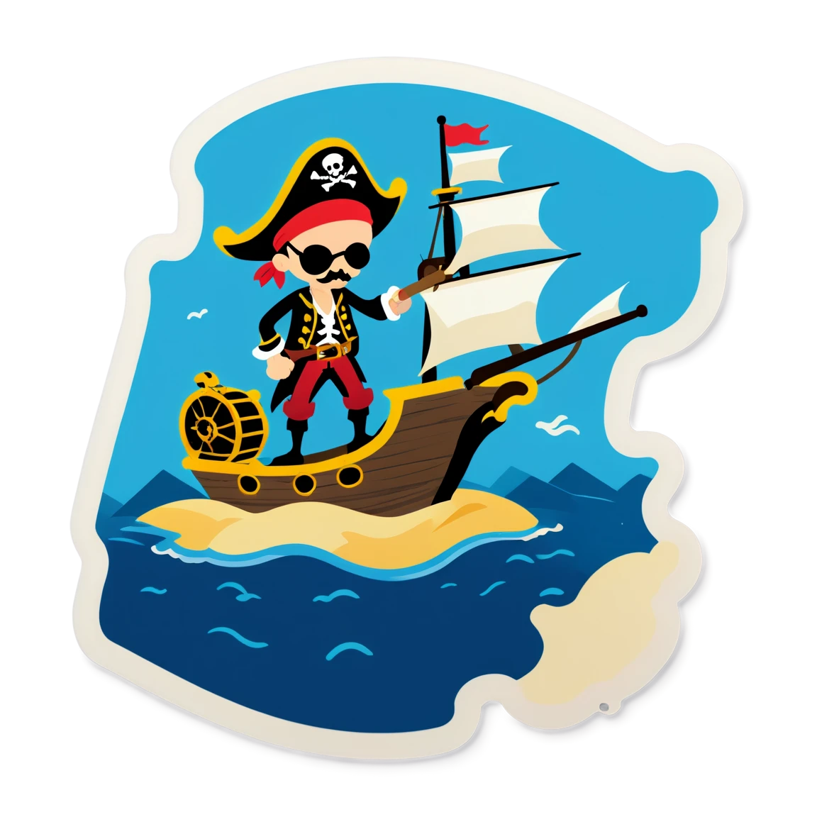 Pirate sticker with a map