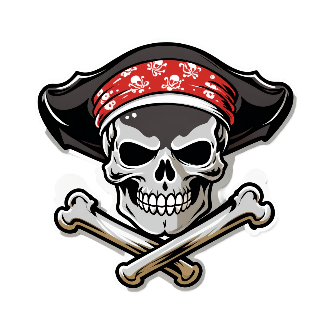 Pirate sticker with a bandana