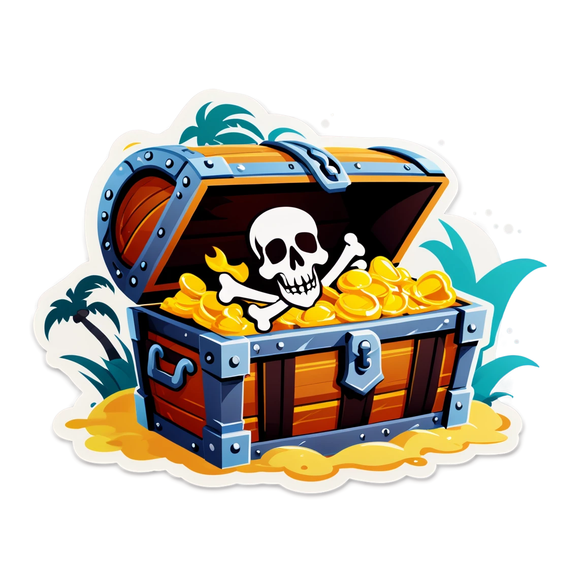 Pirate sticker with a treasure chest