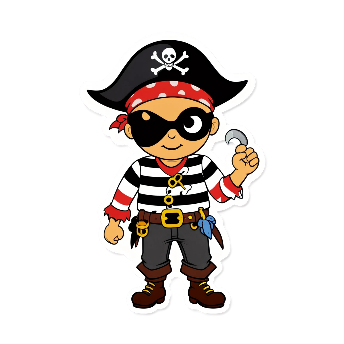 Pirate sticker wearing a striped shirt