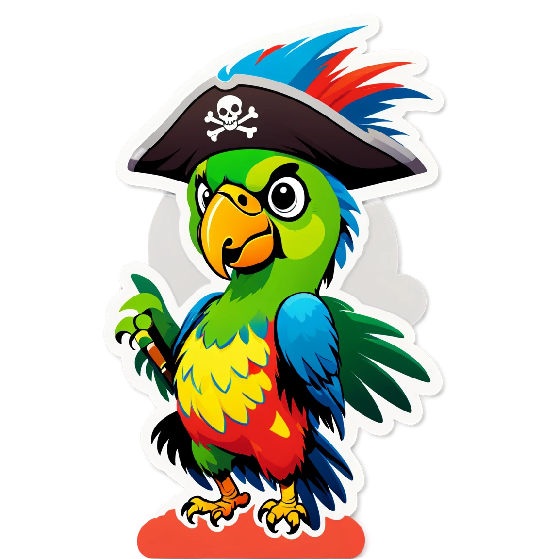 Pirate sticker with a parrot