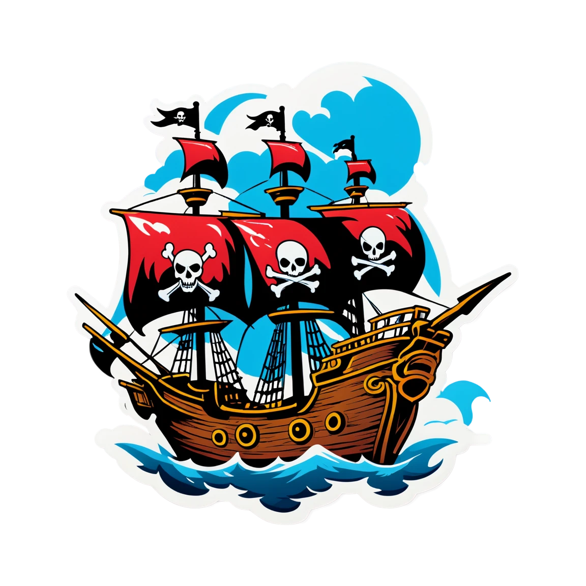 Pirate sticker on a pirate ship