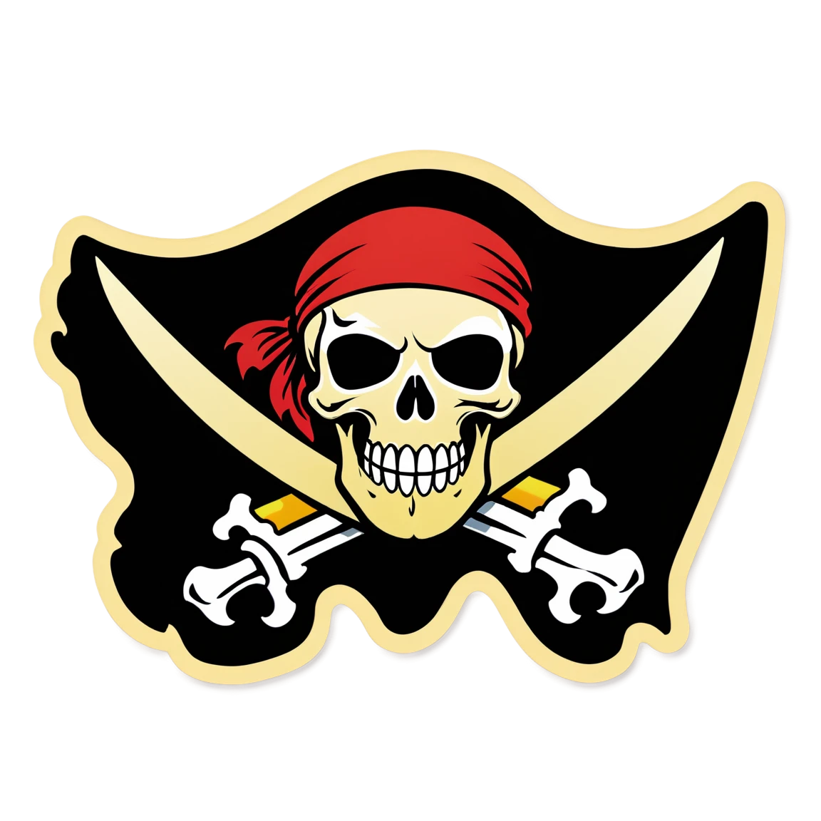 Pirate sticker with a pirate flag