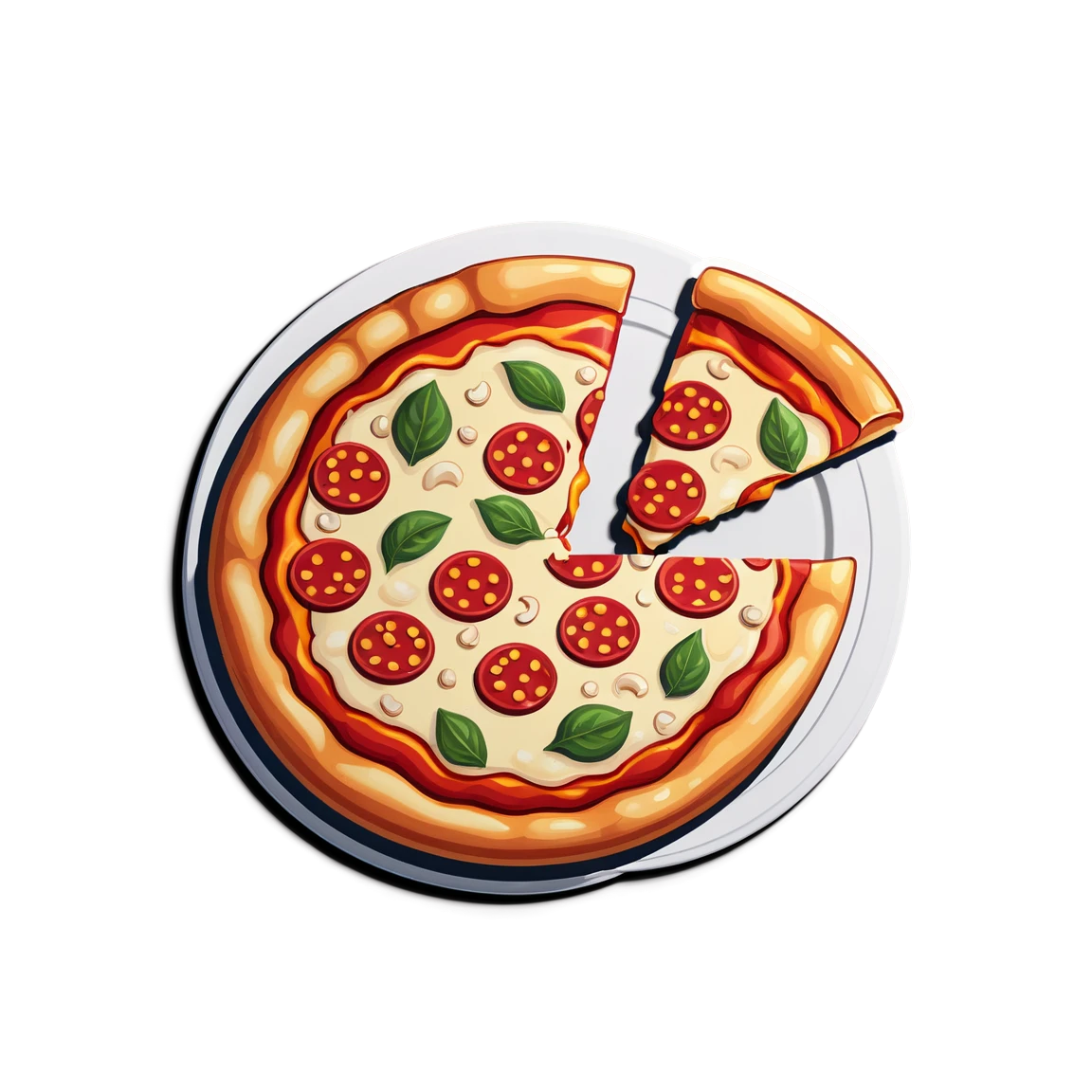 Pizza on a plate, pizza sticker