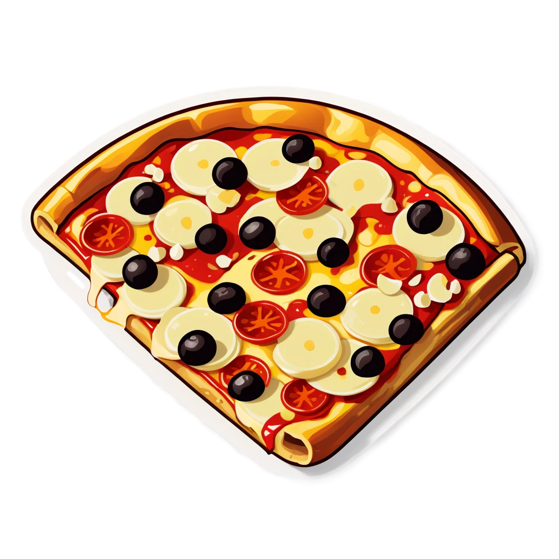 Pizza with garlic, pizza sticker