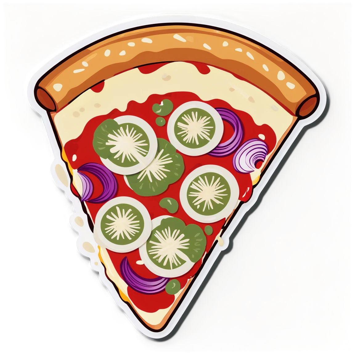 Pizza with onions, pizza sticker