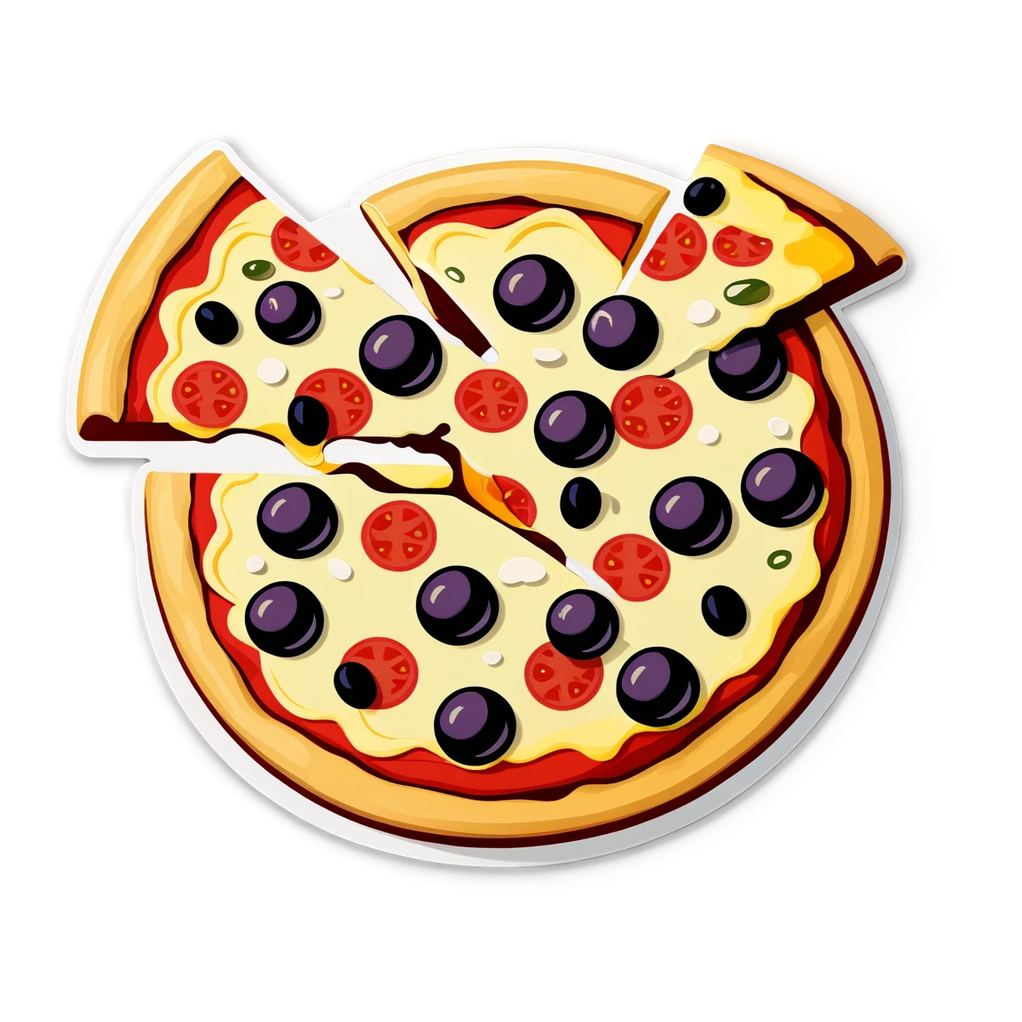 Pizza with olives, pizza sticker