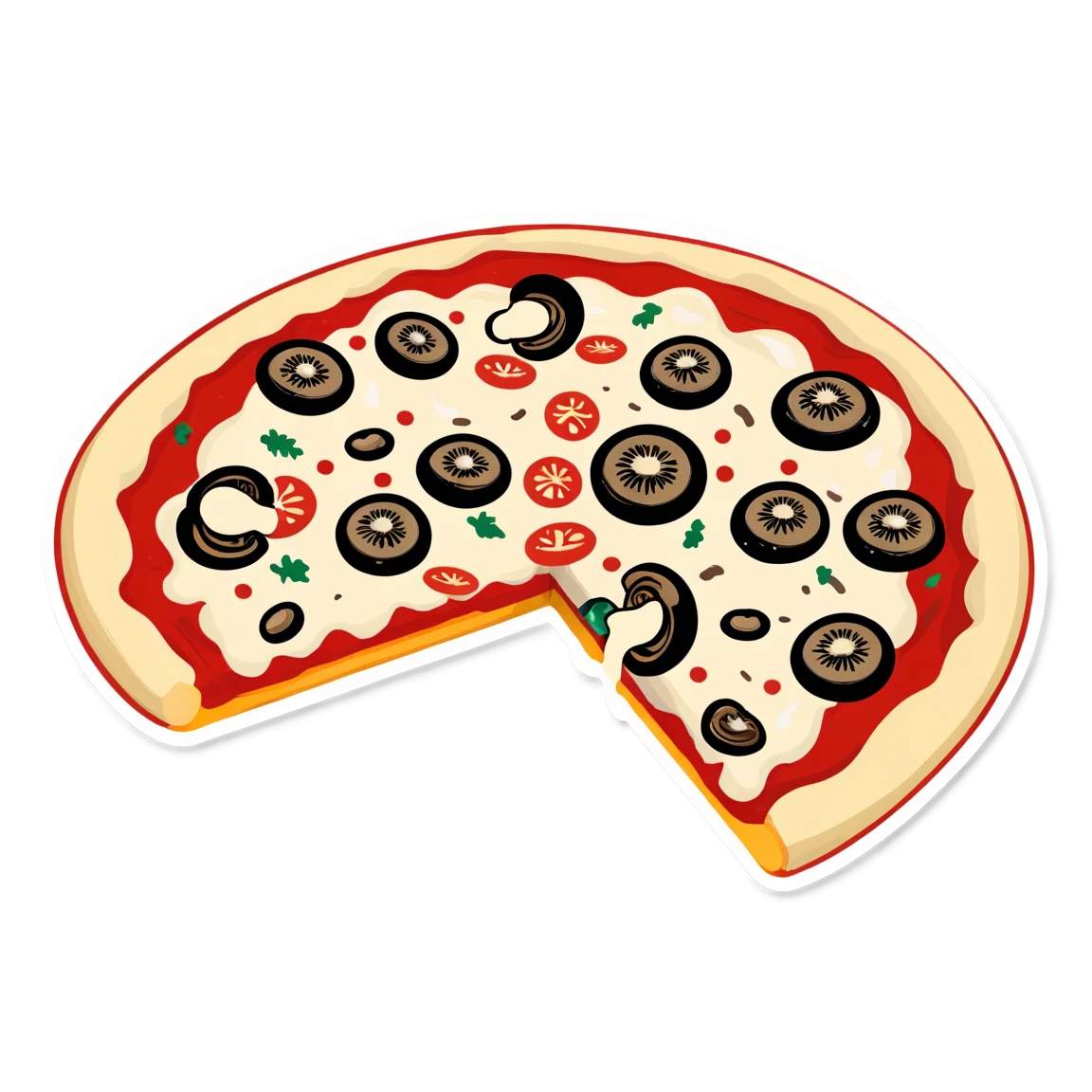 Pizza with mushrooms, pizza sticker