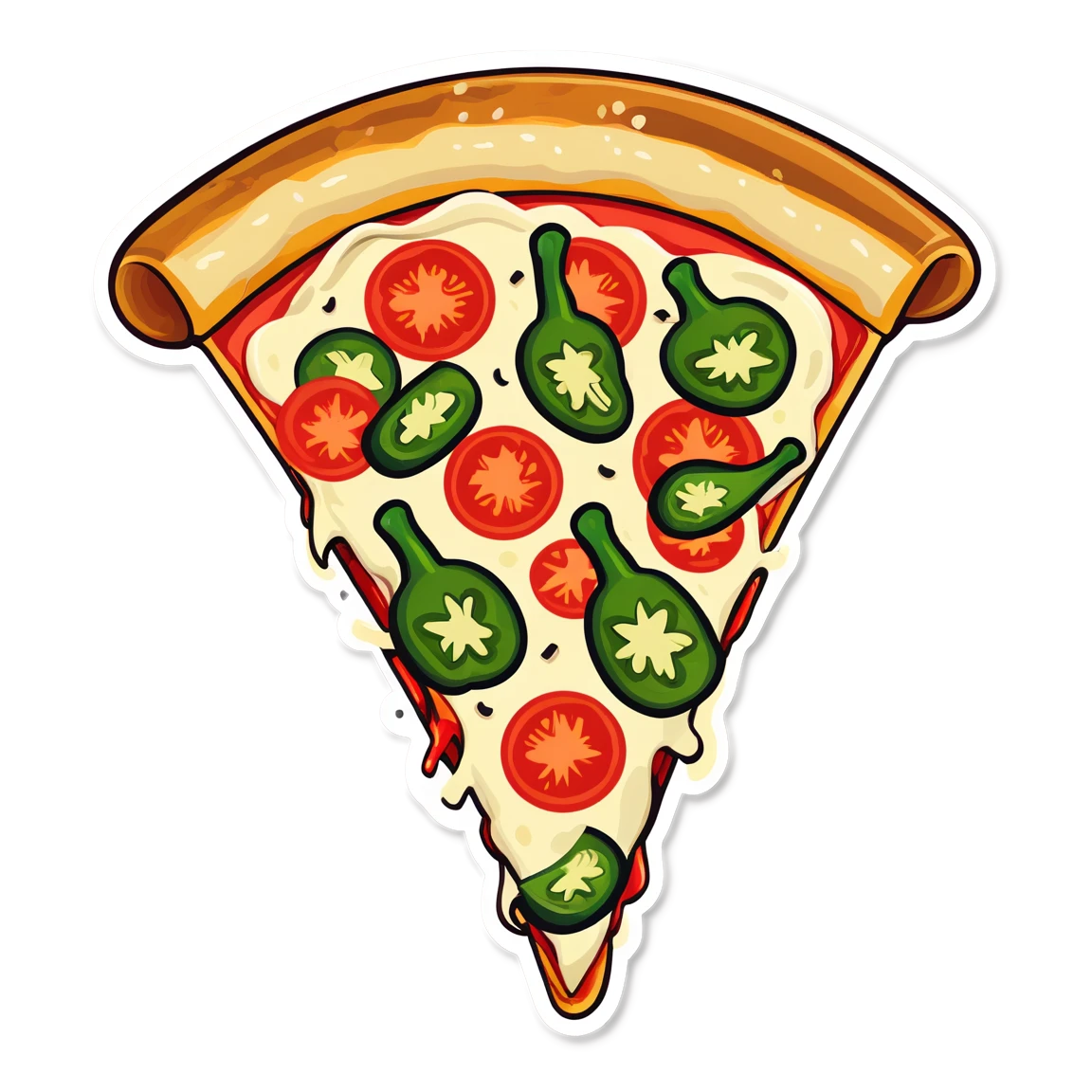 Pizza with jalapenos, pizza sticker