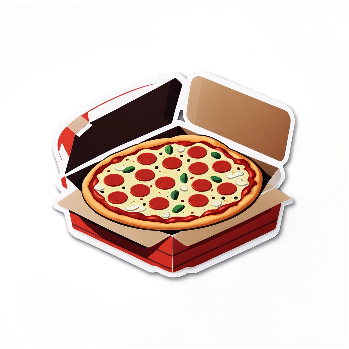 Pizza in a box, pizza sticker