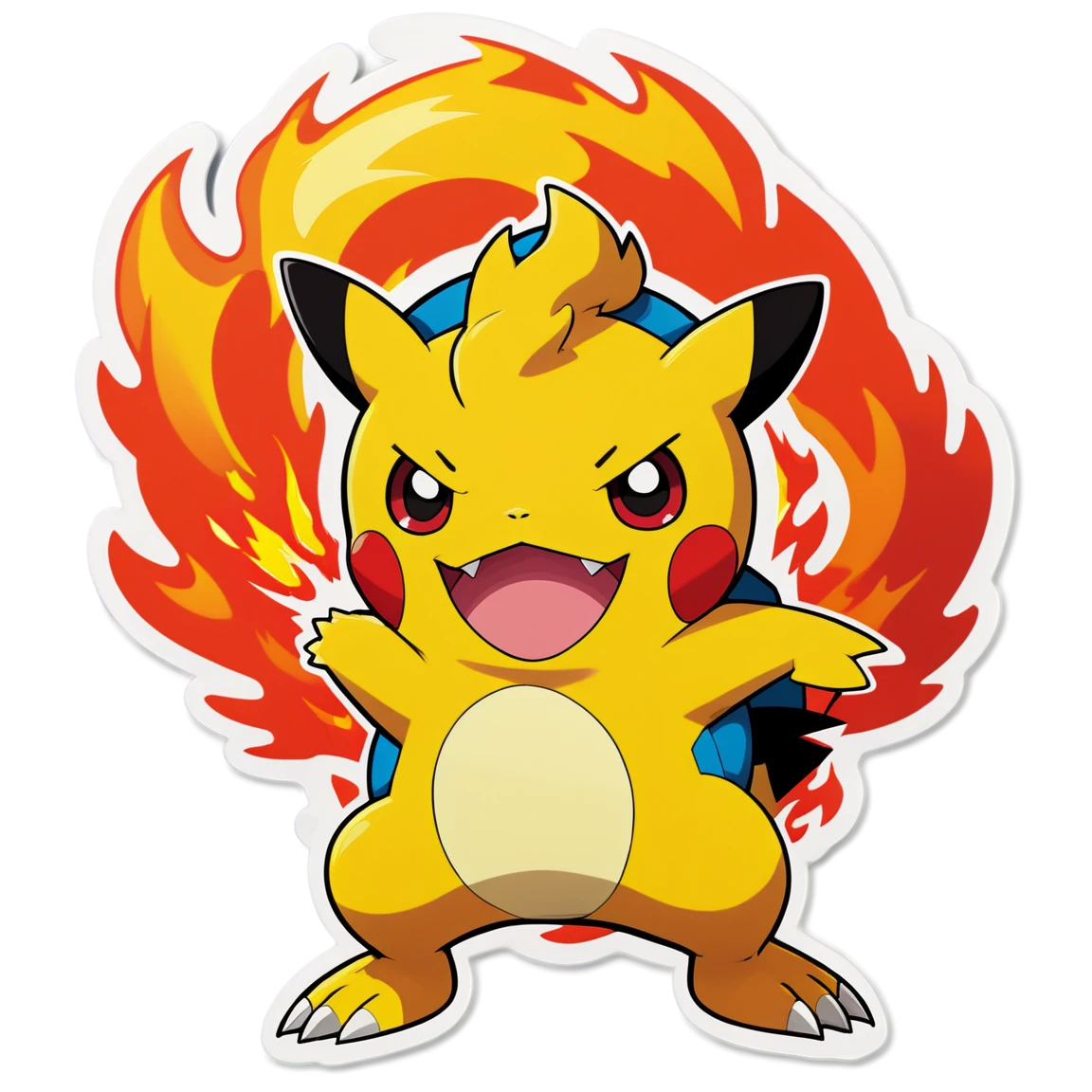 Fire style Pokémon, fire Pikachu sticker, Pokémon sticker