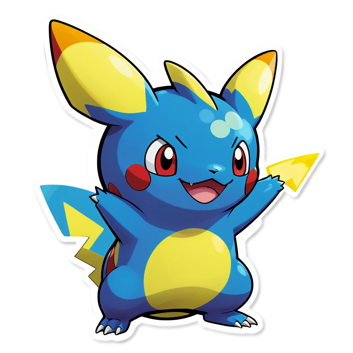 Blue Pokémon, Pikachu like Pokémon sticker, Pokémon sticker