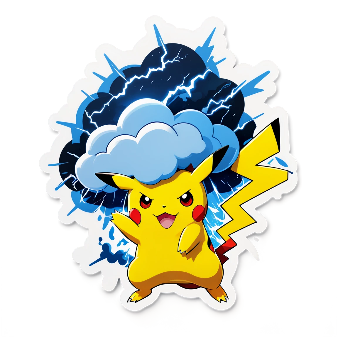 Pikachu storm sticker, Pokémon sticker