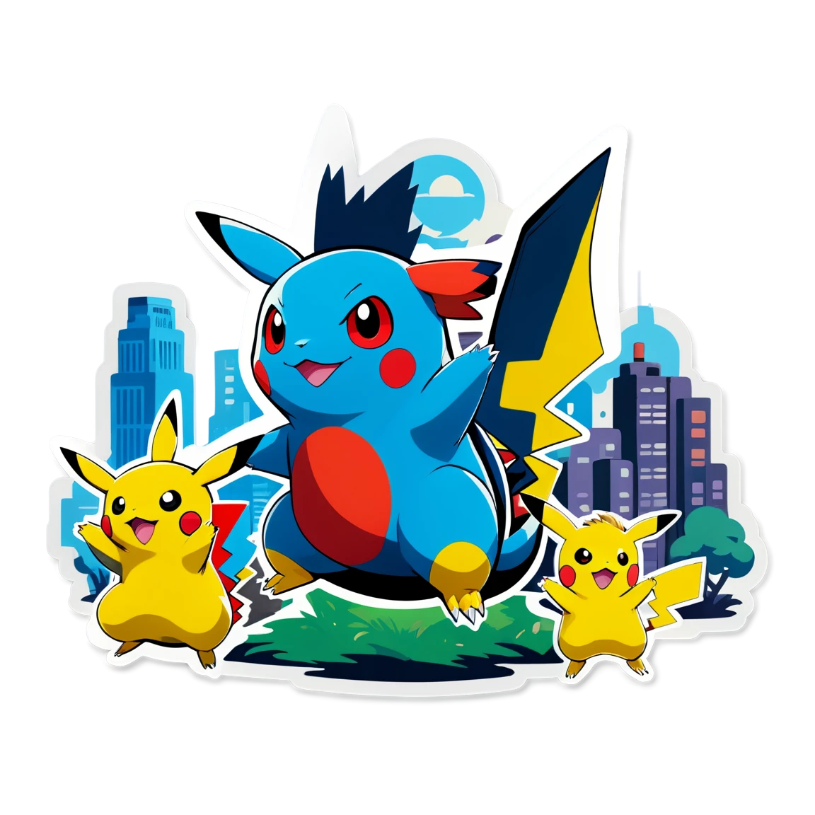 Blue Pokémon, Pikachu like Pokémon sticker, Pokémon sticker