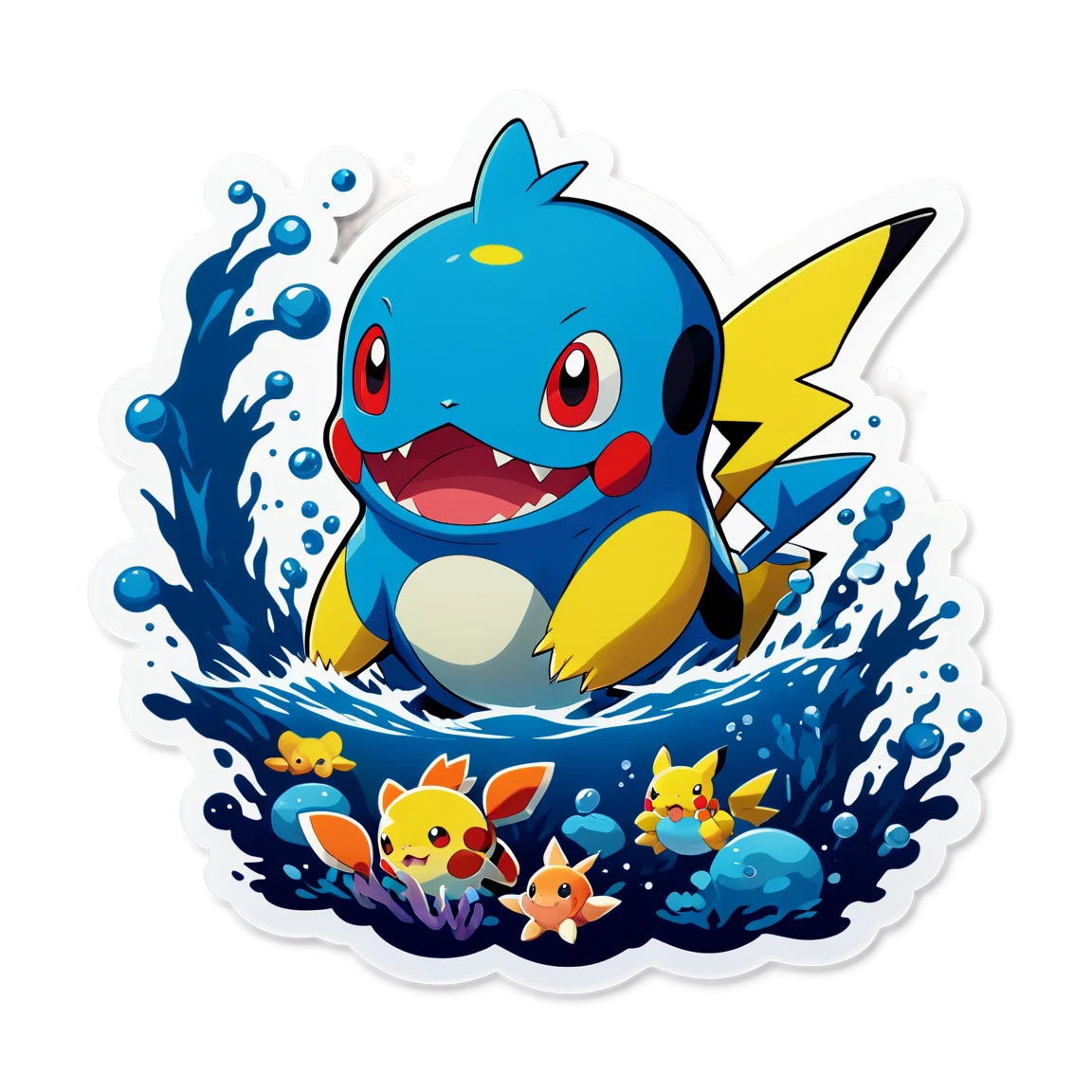 Blue Pokémon, Pikachu like Pokémon sticker, Pokémon sticker