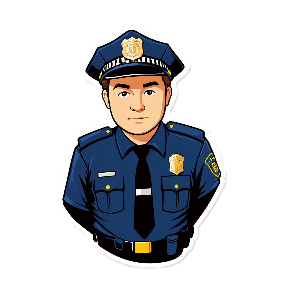 Police officer with hat, police sticker