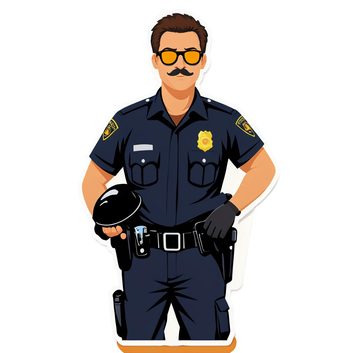 Police officer with sunglasses, police sticker