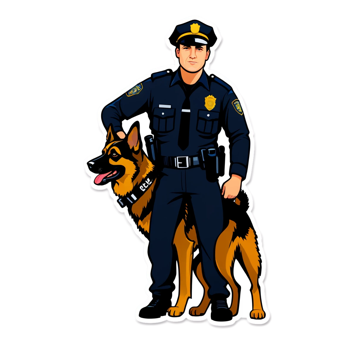 Police officer with police dog, police sticker