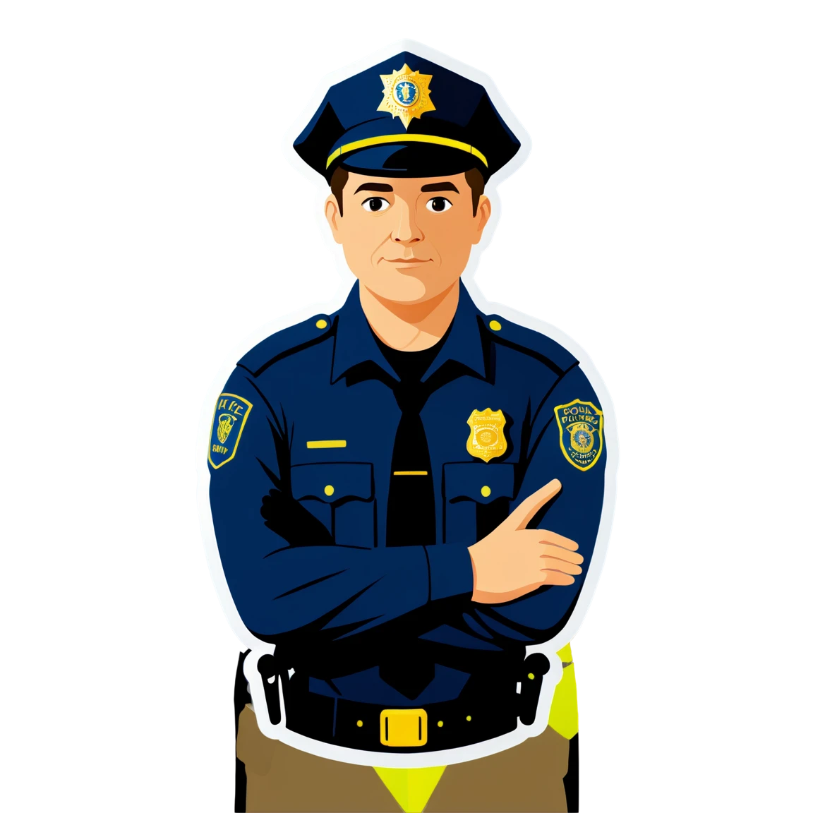 Police officer with badge, police sticker