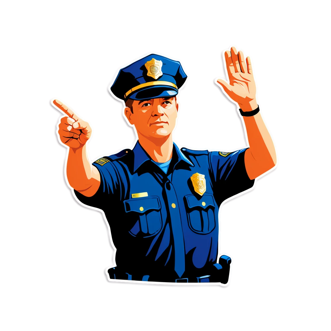 Police officer directing traffic, police sticker