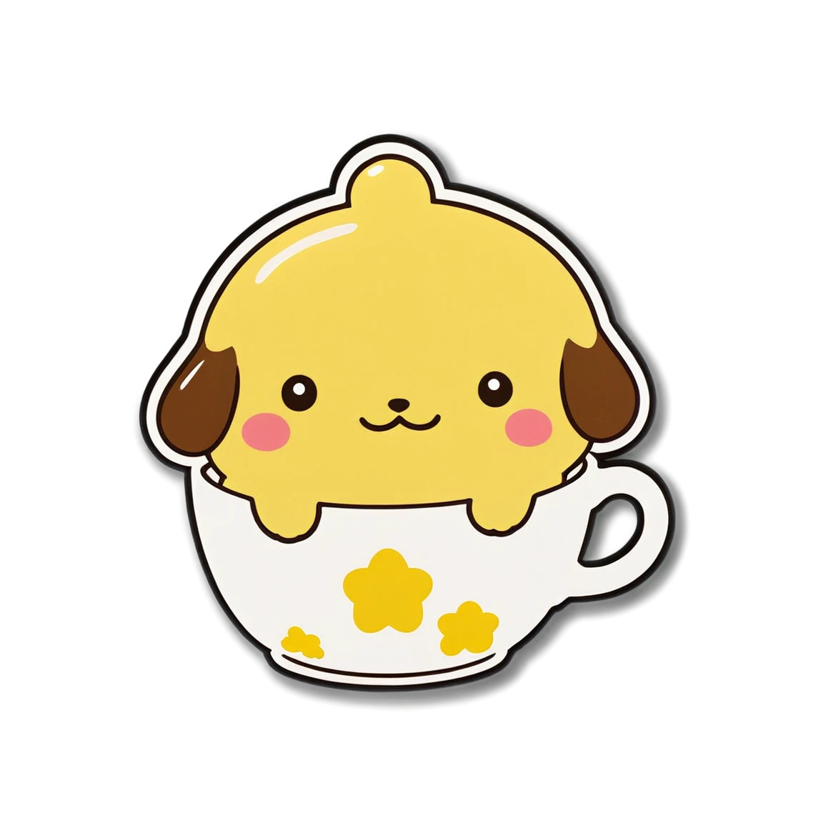 Pompompurin in a teacup, Sanrio sticker, Pompompurin sticker