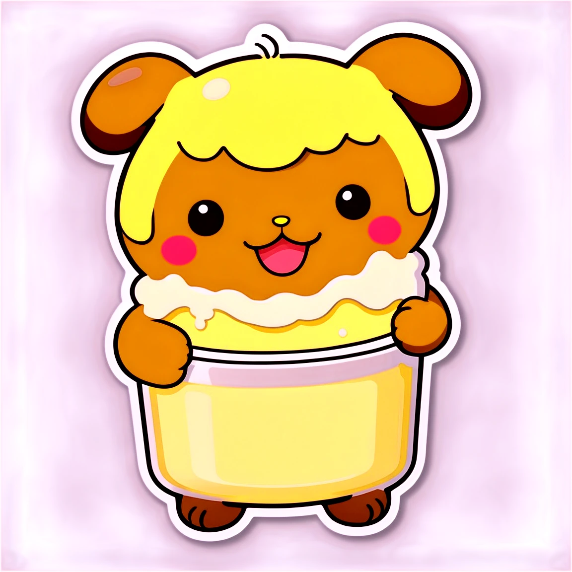 Pompompurin holding milk pudding, Sanrio sticker, Pompompurin sticker