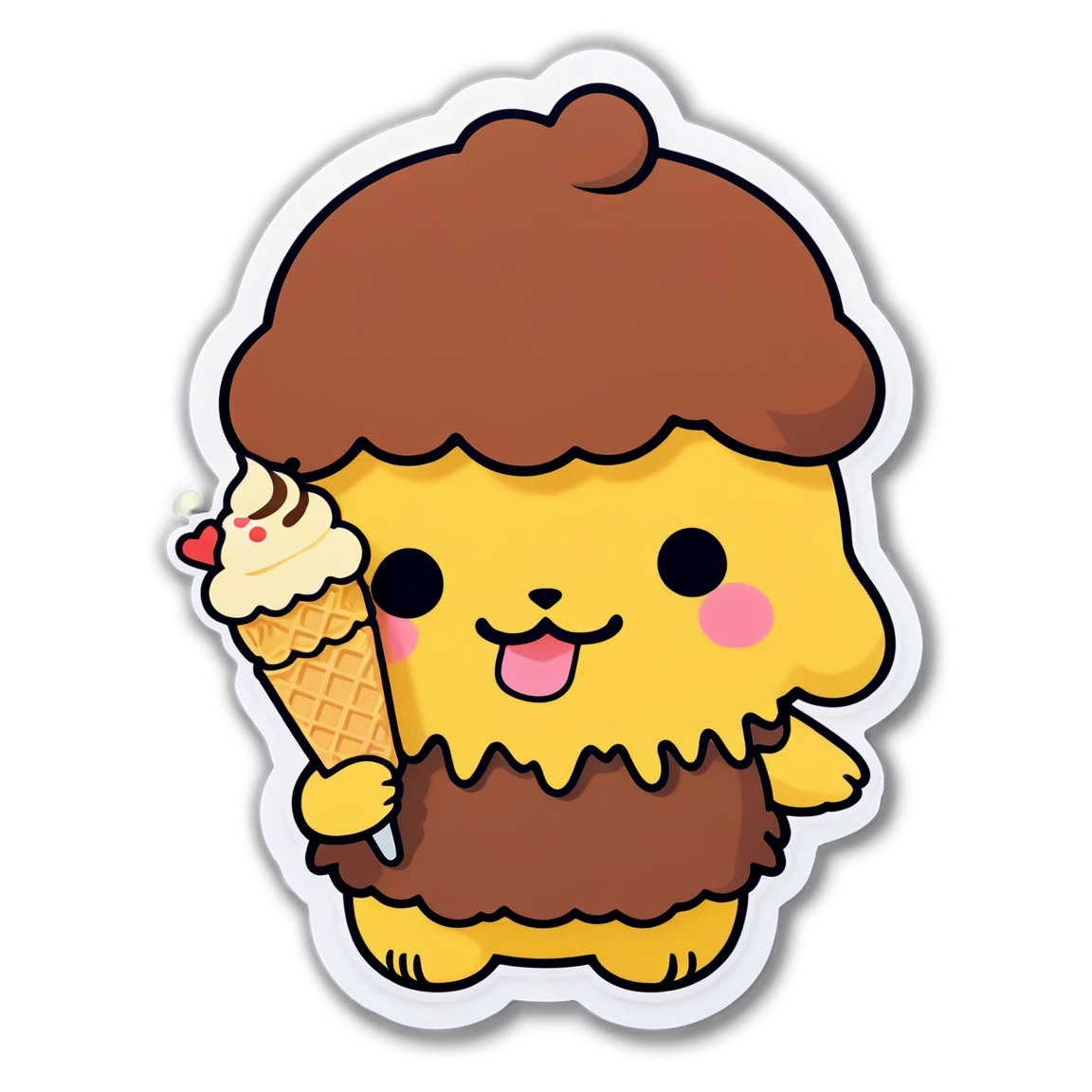 Pompompurin eating ice cream, Sanrio sticker, Pompompurin sticker