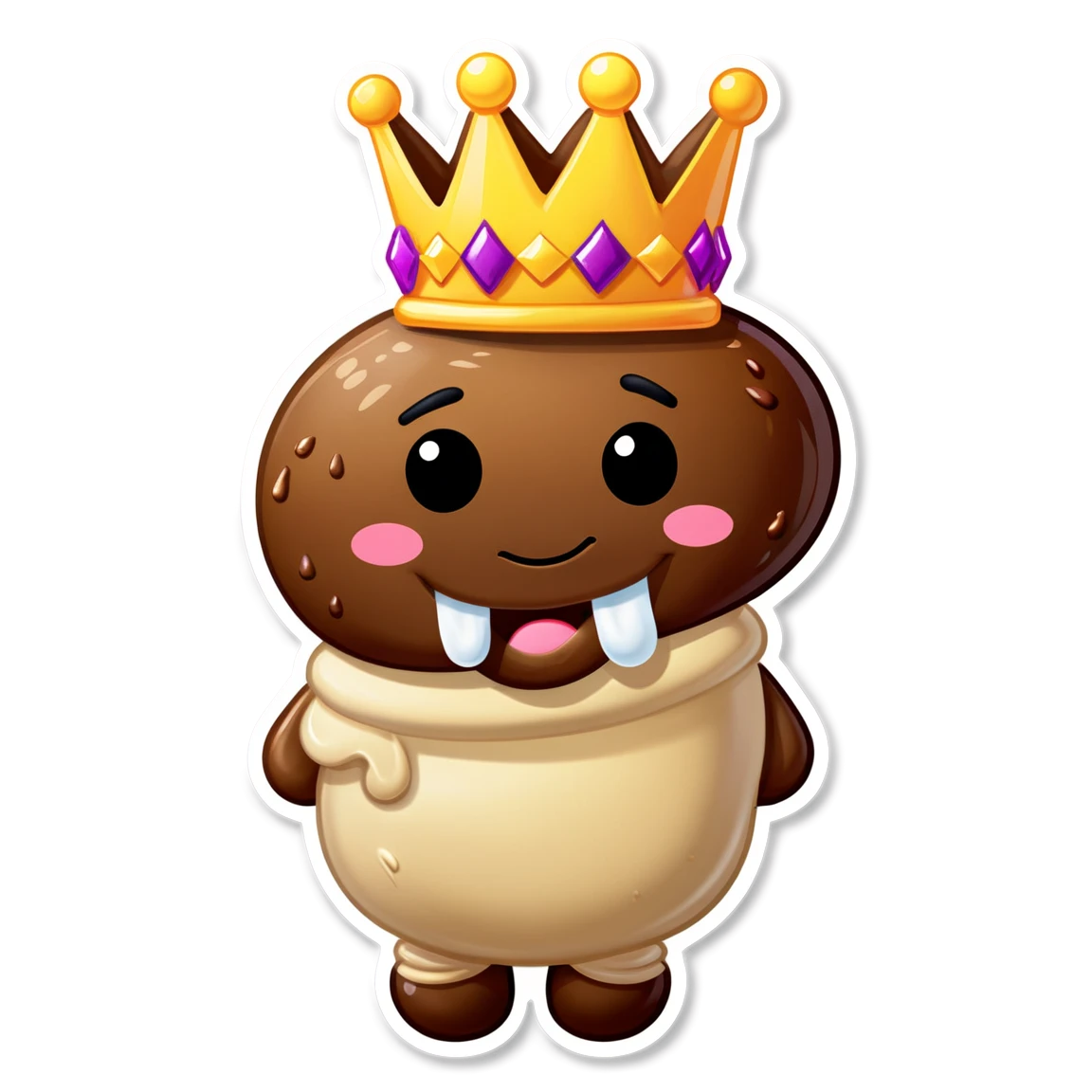 Poop Emoji wearing a crown, poop emoji sticker