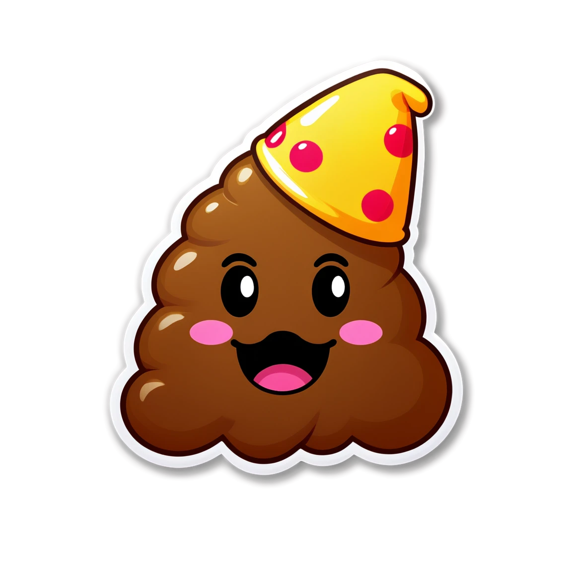 Poop Emoji with a party hat, poop emoji sticker