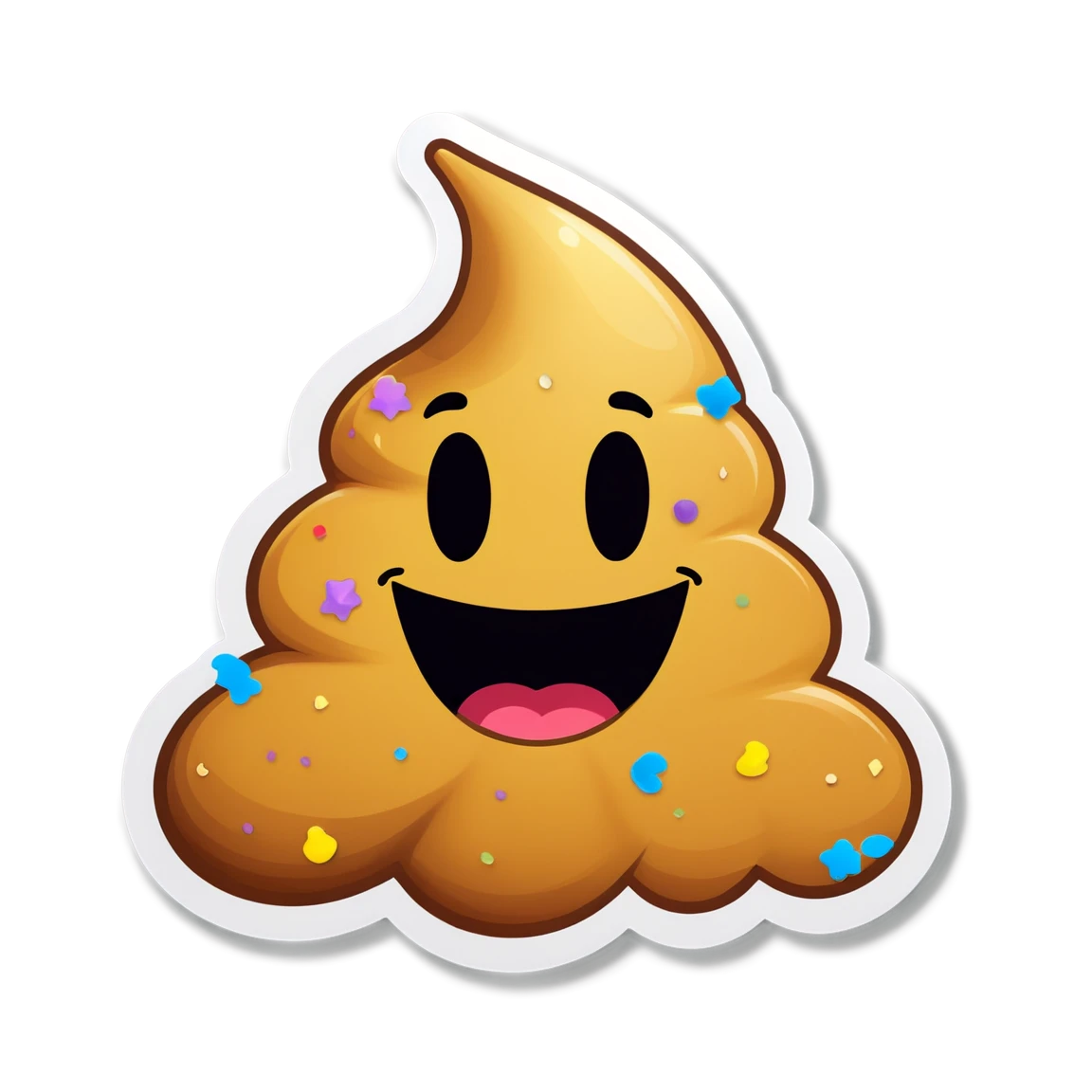 Poop Emoji with confetti, poop emoji sticker