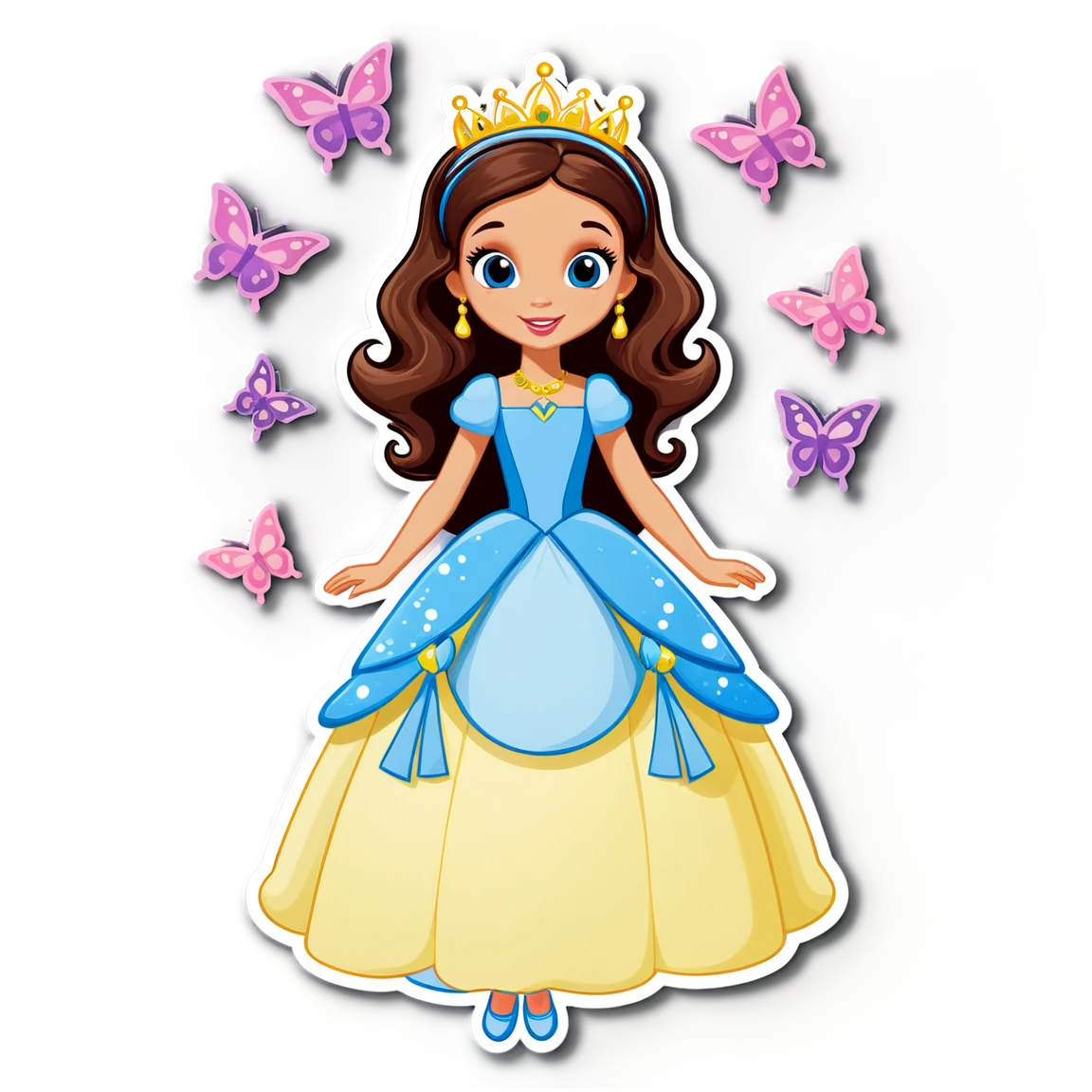 Princess with butterflies, enchanting sticker, princess sticker