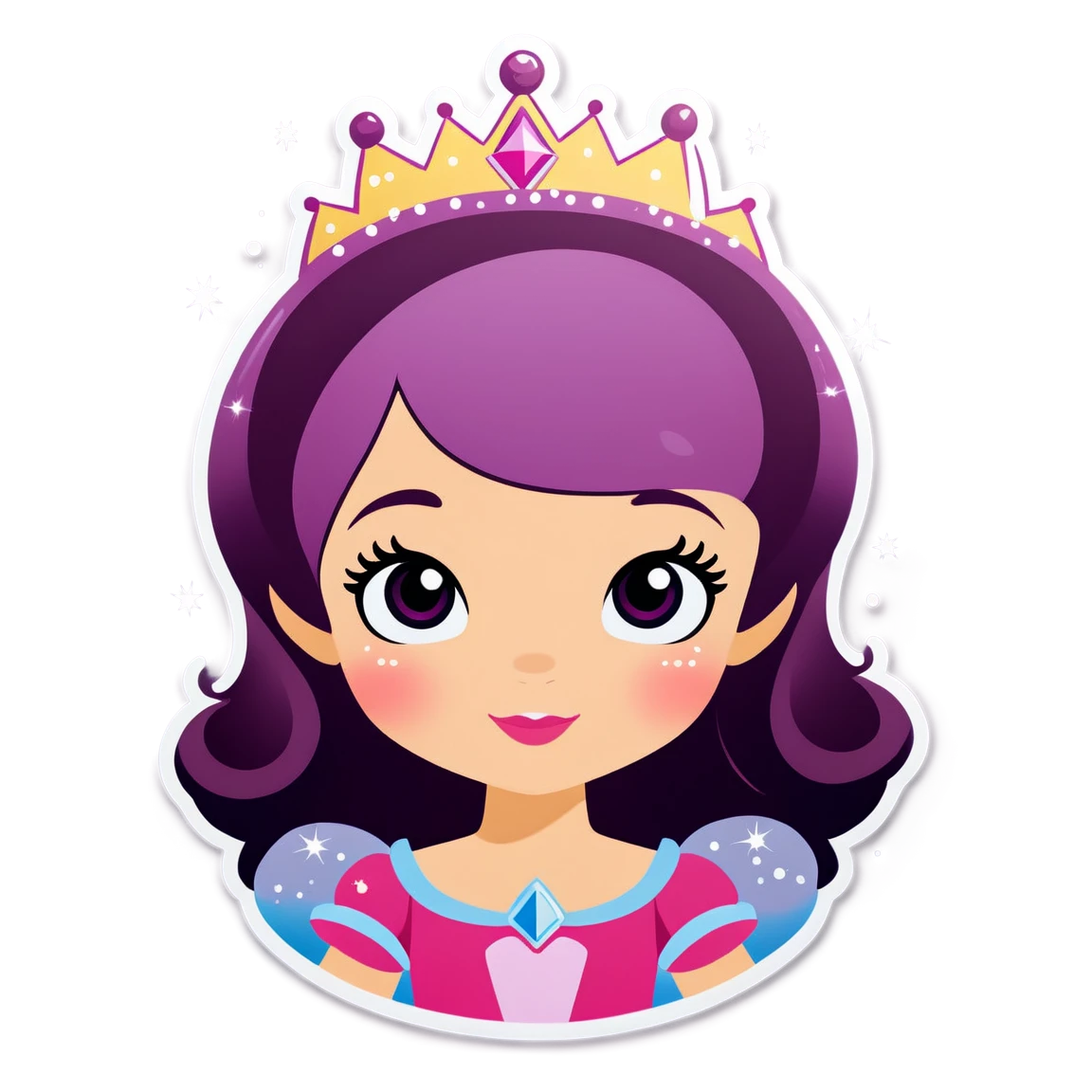 Princess with sparkles, magical sticker, princess sticker