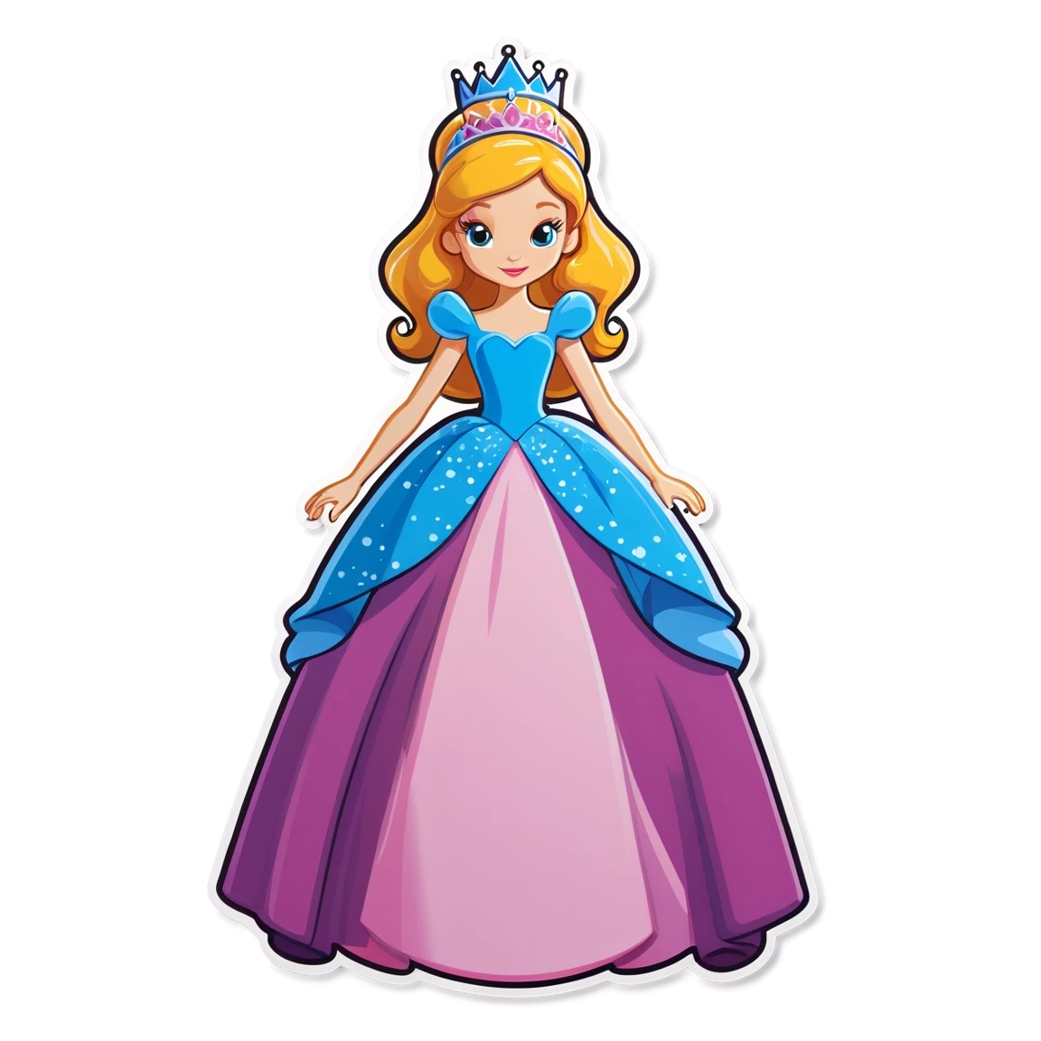 Princess in ball gown, royal sticker, princess sticker