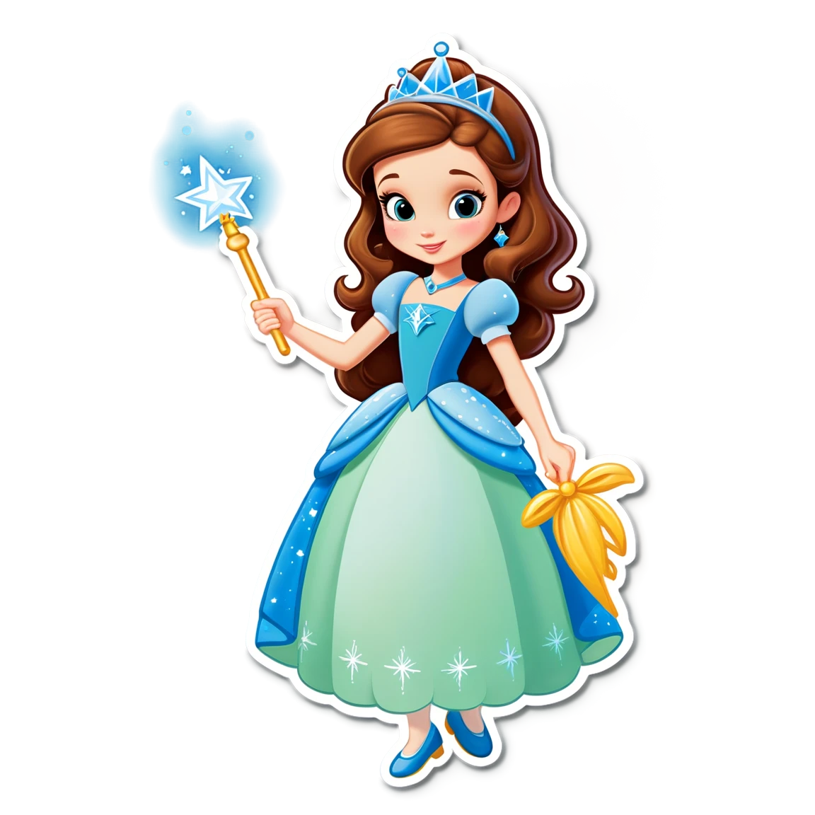 Princess holding wand, magical sticker, princess sticker