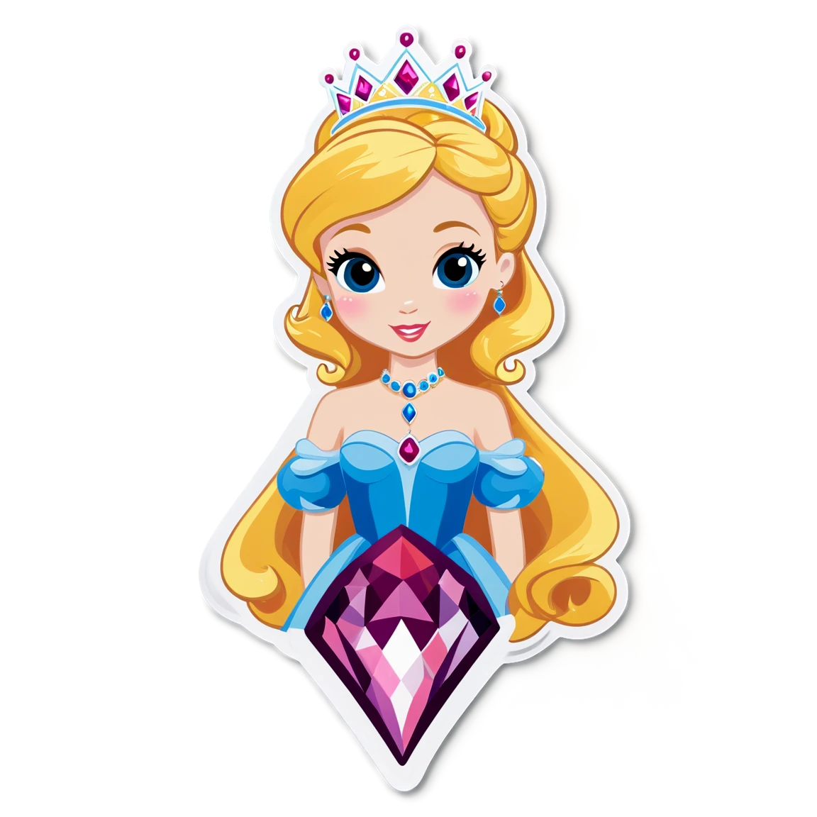 Princess with jewels, elegant sticker, princess sticker