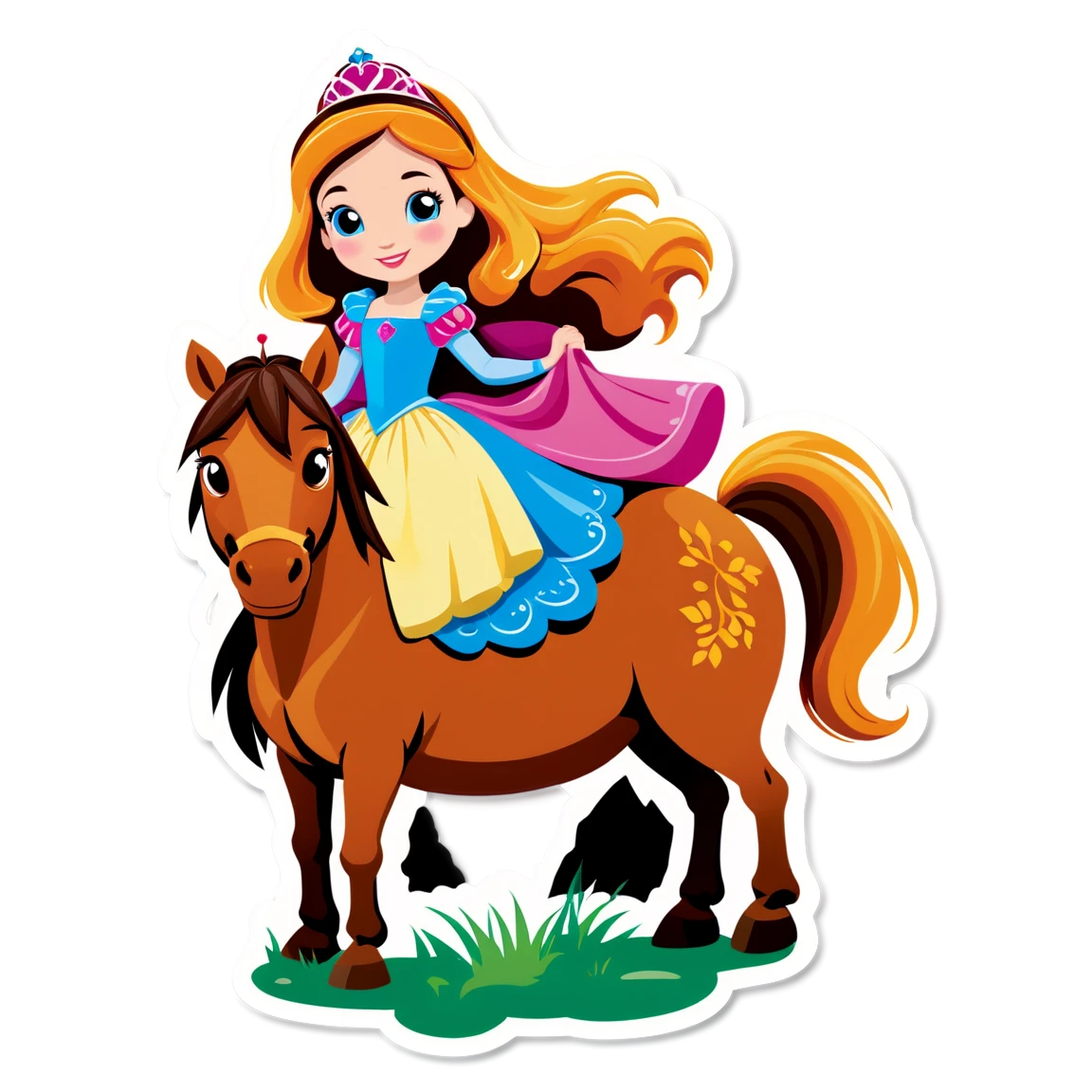 Princess with horse, adventurous sticker, princess sticker