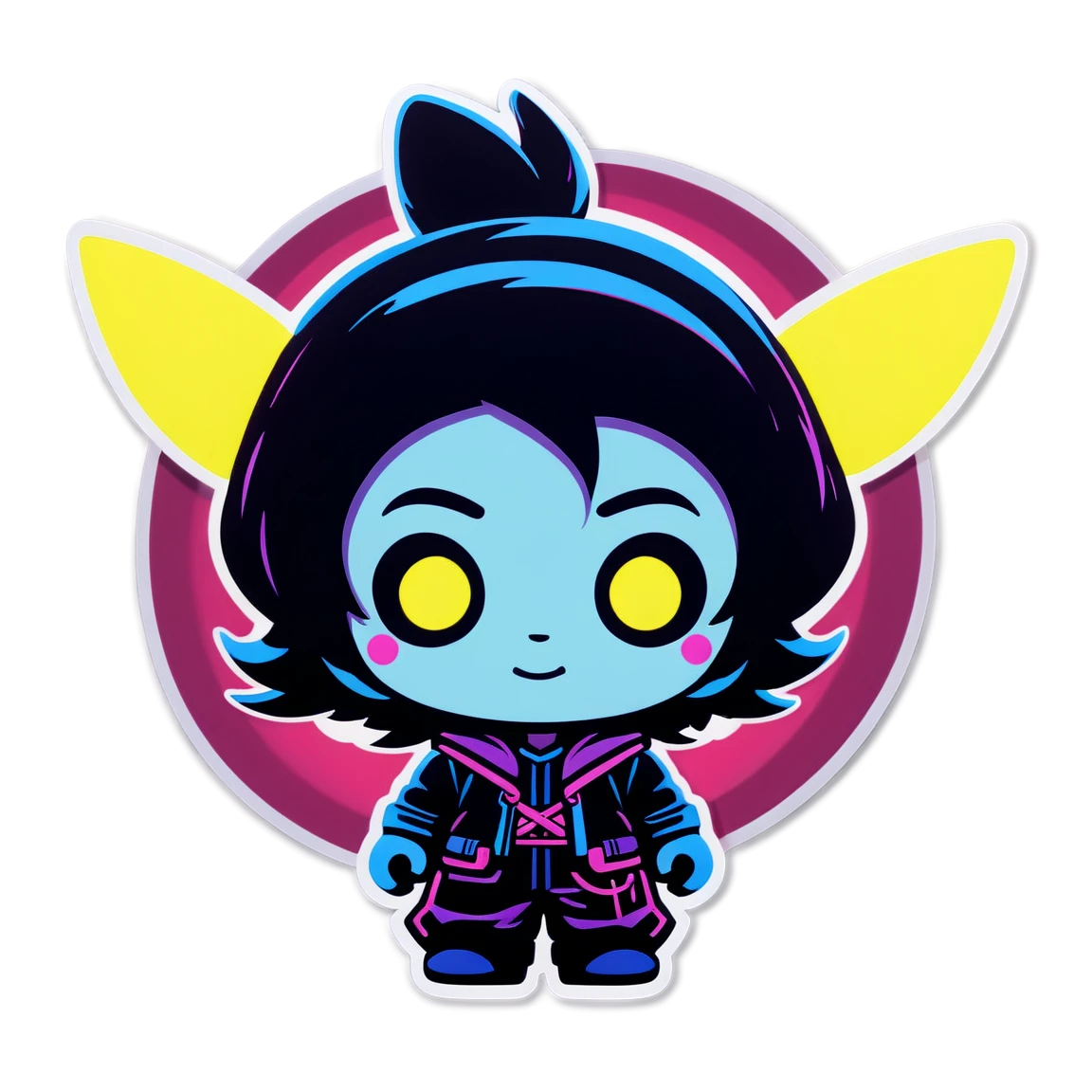 Project Sekai character with neon lights, Project Sekai sticker