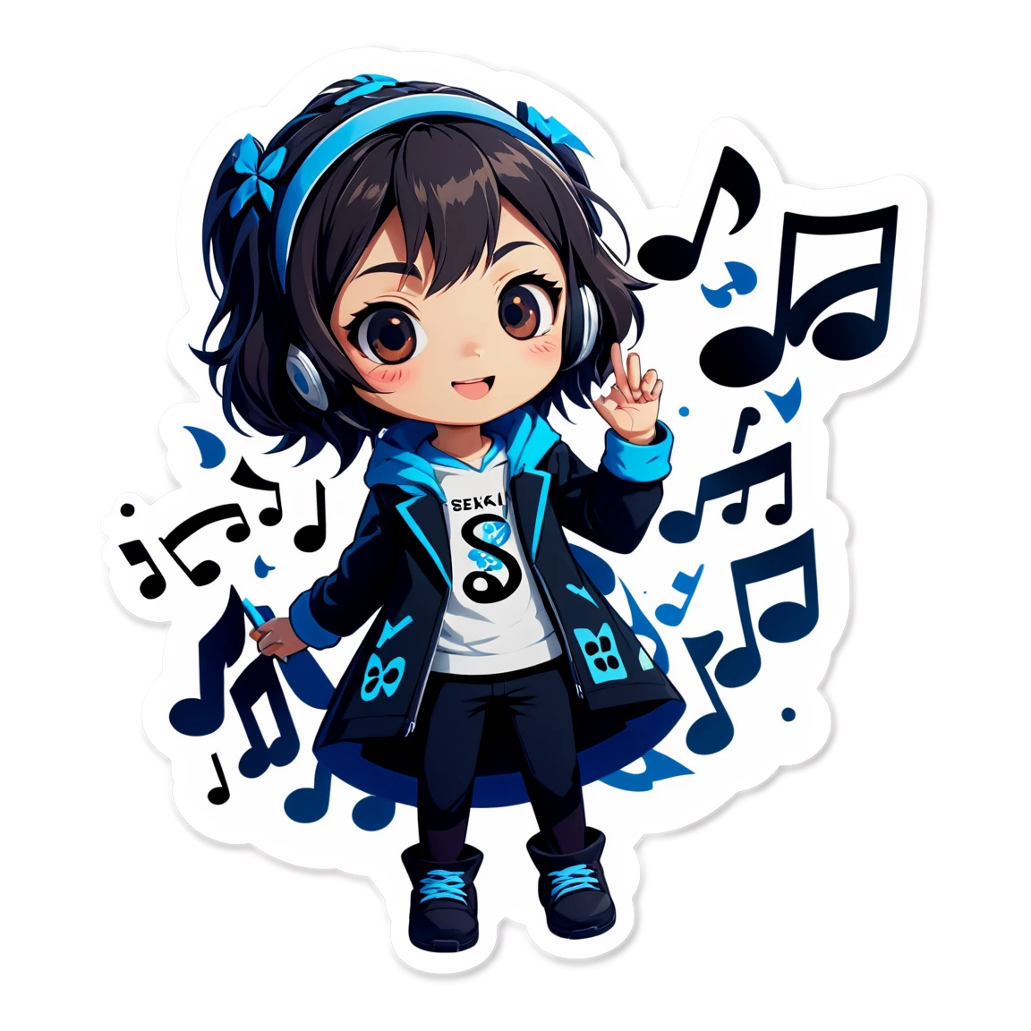 Project Sekai character with musical notes, Project Sekai sticker