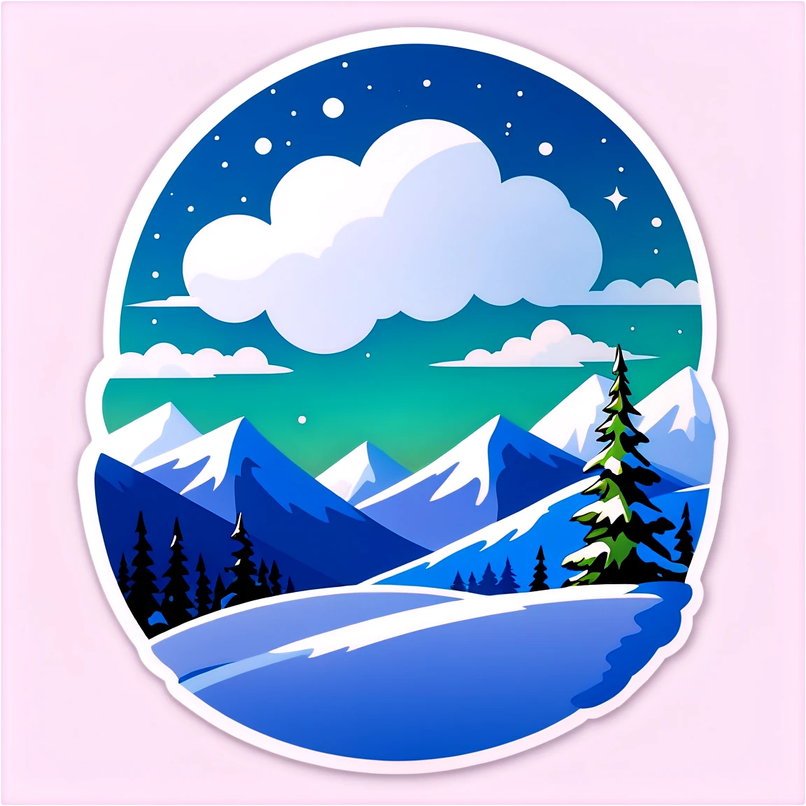 Winter, colorful puffy sticker, puffy sticker